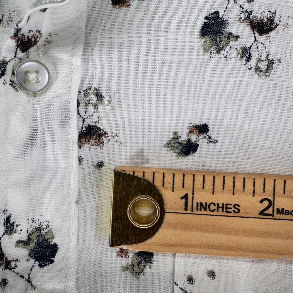 Flick Mens Short Sleeve Button Down Shirt White Floral Print Size Small - Picture 6 of 7